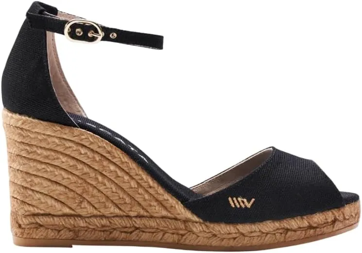 Viscata Aiguafreda Espadrille Canvas Wedges Spain Handmade 3 ½” Heel Women's Open Toe Sandals with Breathable Organic Cotton Canvas and 100% Natural Jute Midsole for all Occasions: Casual, Work, Party