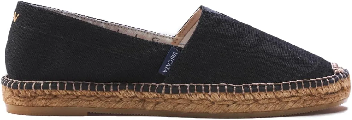 VISCATA Barceloneta Espadrille Canvas Women's Flat Slip On Shoes Handmade in Spain Fashionable Organic Cotton Canvas Lightweight Material with 100% Natural Jute Midsole for All Casual Occasions