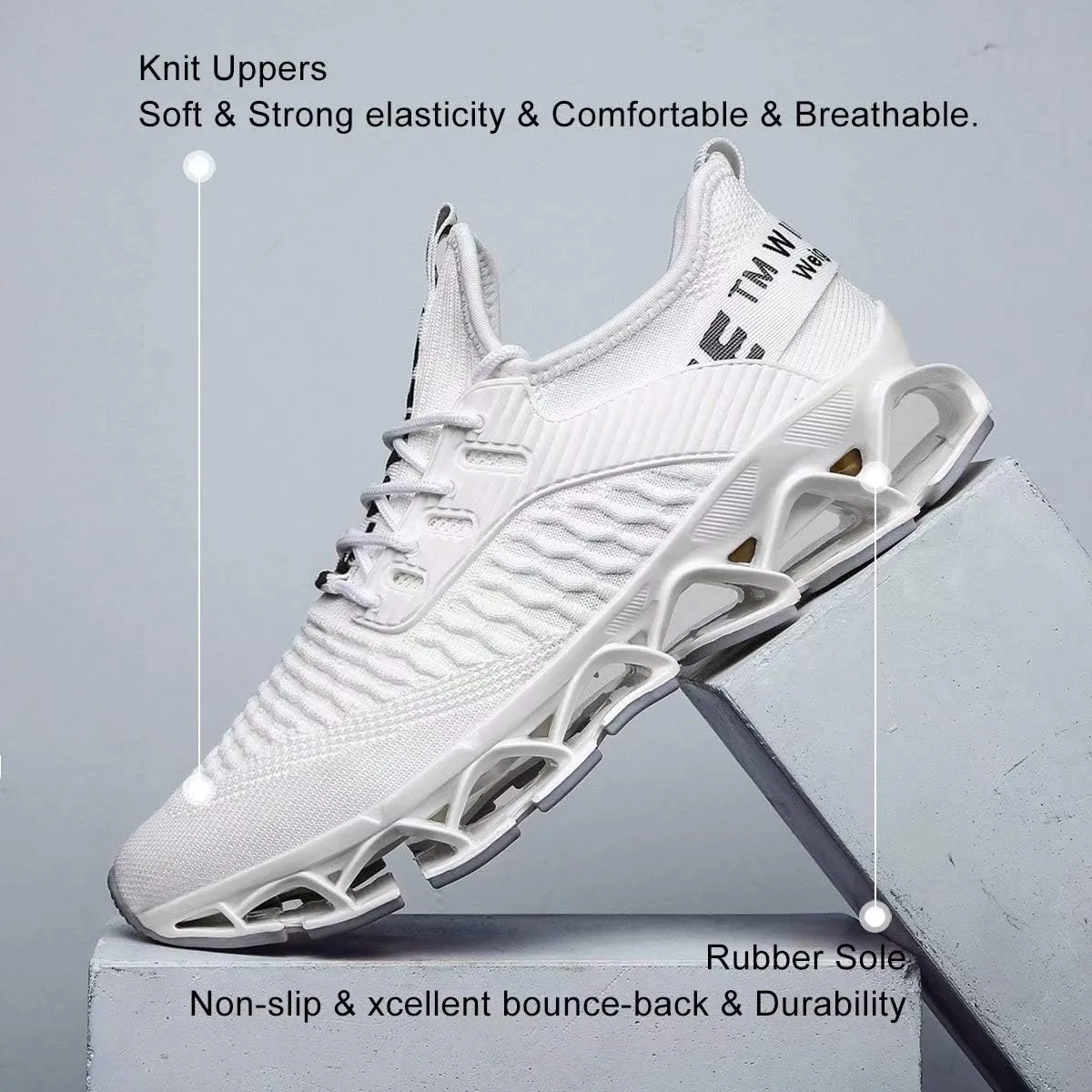 Vooncosir Men's Fashion Sneakers Breathable Mesh Running Shoes Blade Non Slip Soft Sole Casual Athletic Walking Shoes