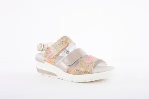 WALDLAUFER - 702001 CLAUDIA-LOW WEDGE SANDAL - BEIGE MULTI