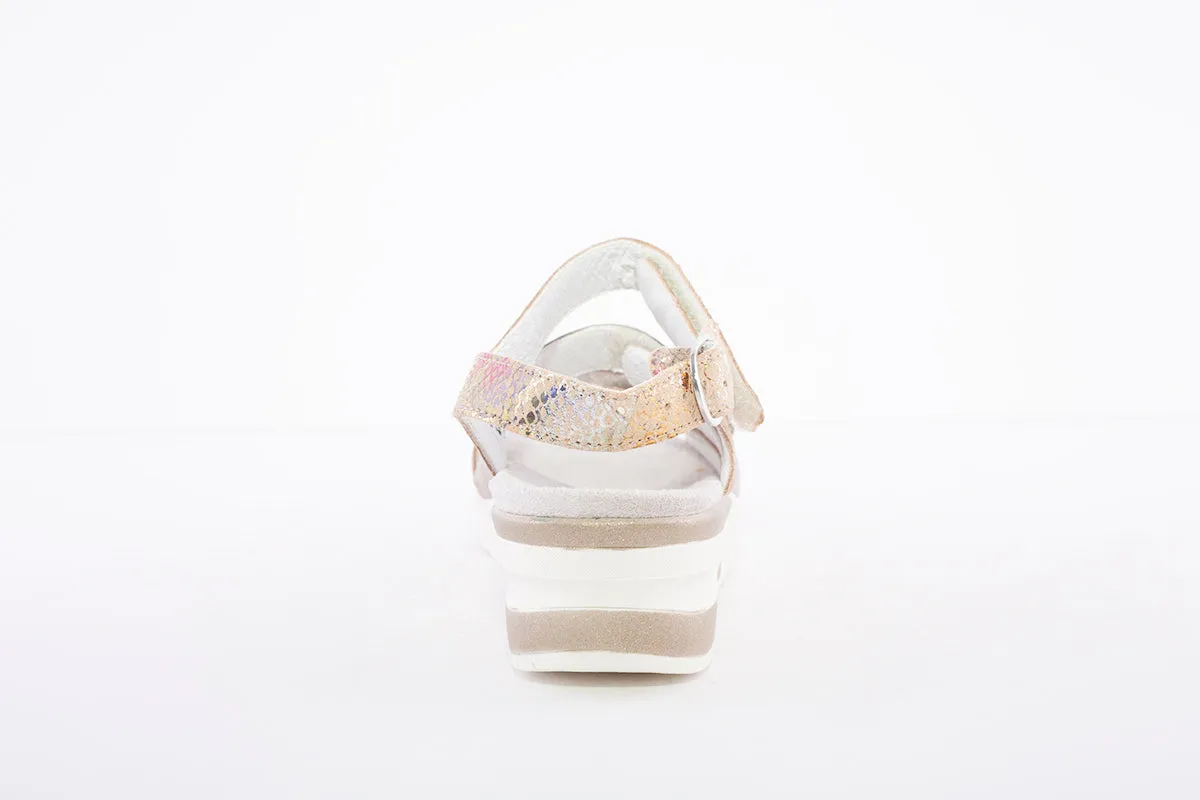 WALDLAUFER - 702001 CLAUDIA-LOW WEDGE SANDAL - BEIGE MULTI