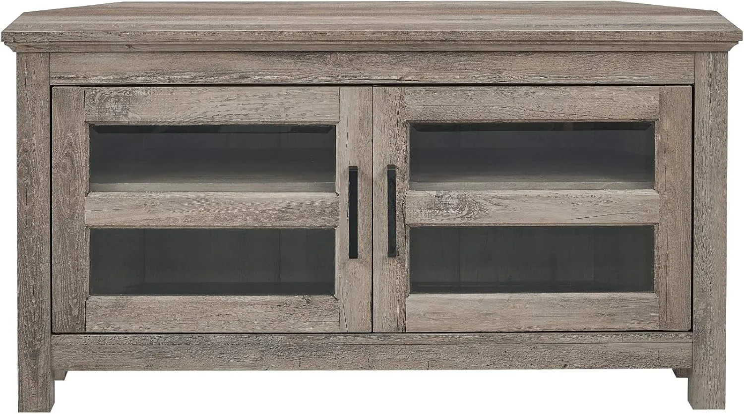 Walker Edison Modern Farmhouse Wood Corner Universal TV Stand for TV's up to 50" Flat Screen Living Room Storage Entertainment Center, 44 Inch, Grey