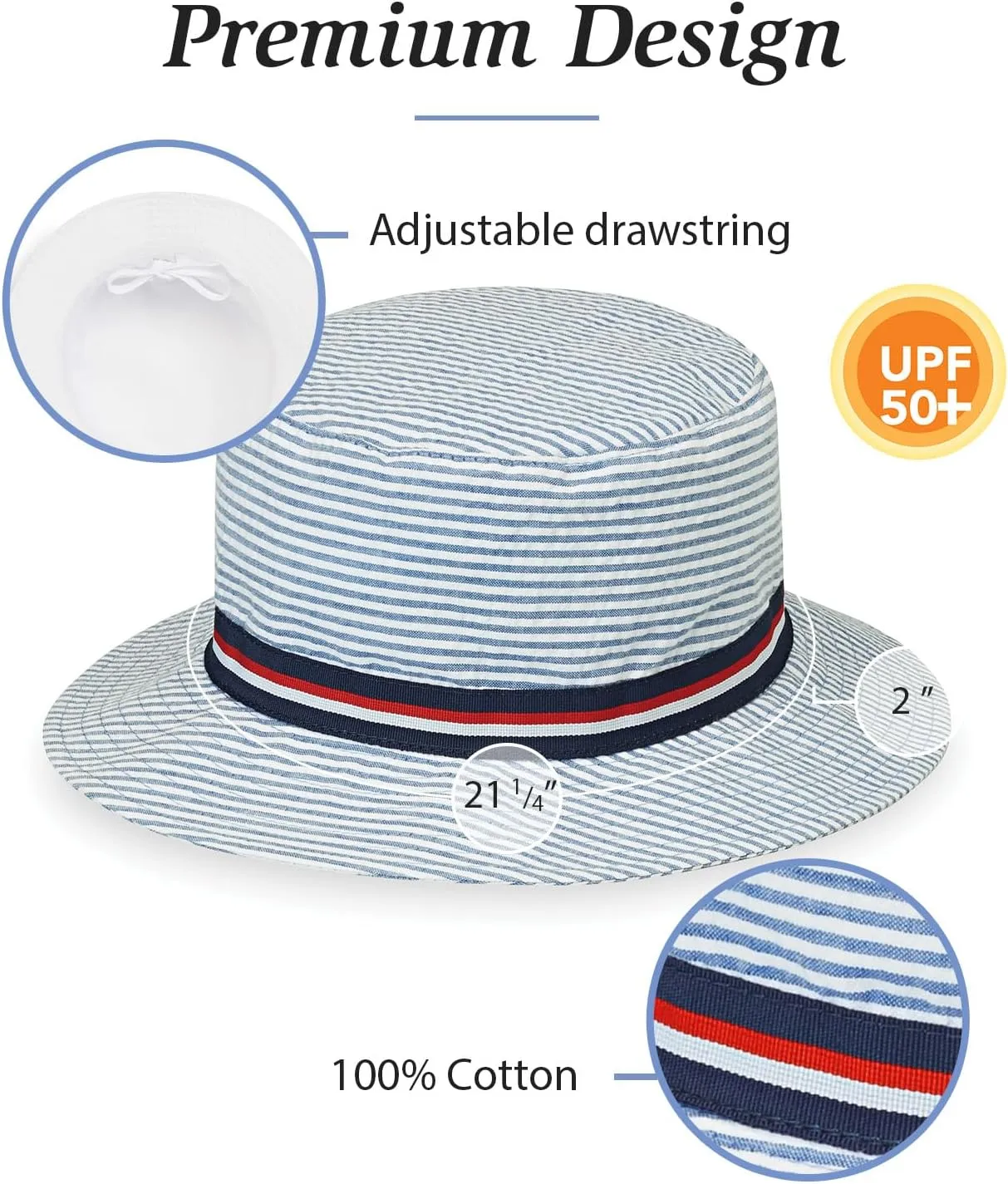 Wallaroo Hat Company – Children's Sawyer Sun Hat – Wide Brim Packable Hat with Adjustable Sizing and UPF 50  Sun Protection