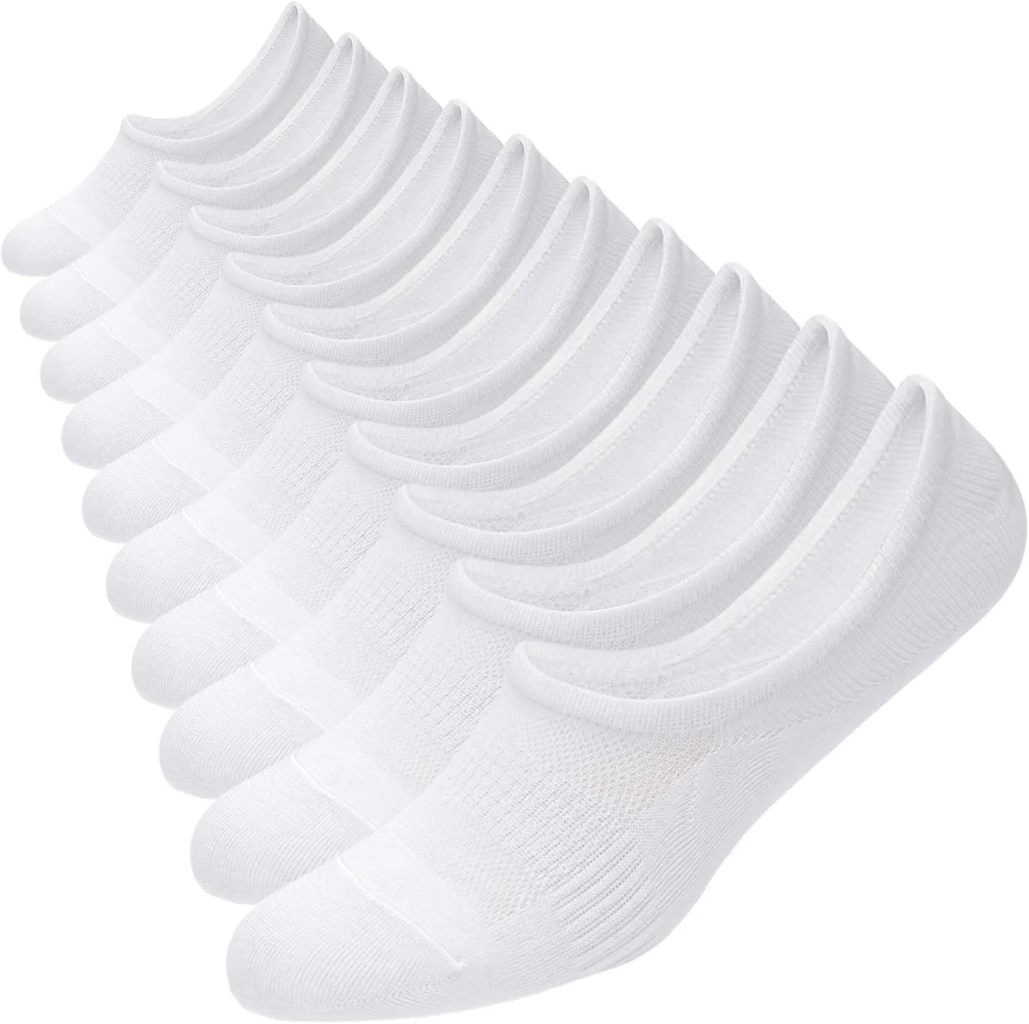 WANDER No Show Socks 10 Pairs Cotton Non Slip Low Cut Invisible Loafer Socks Men&Women Boat Liner 6-8/9-11
