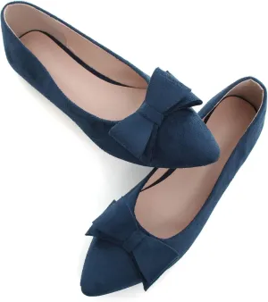 WENJIAZHIZHI Womens Pointy Toe Ballet Flats with Bowknot Comfortable Wedding Dress Loafers Walking Shoes Easy Slip-ons