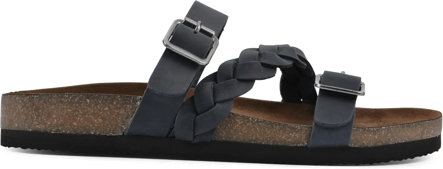 WHITE MOUNTAIN Women's Huntington Signature Comfort Molded Footbed Double Buckle Braided Sandal