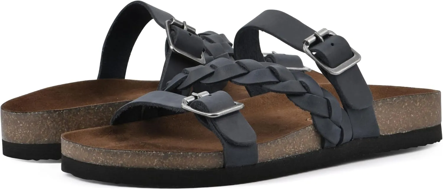 WHITE MOUNTAIN Women's Huntington Signature Comfort Molded Footbed Double Buckle Braided Sandal