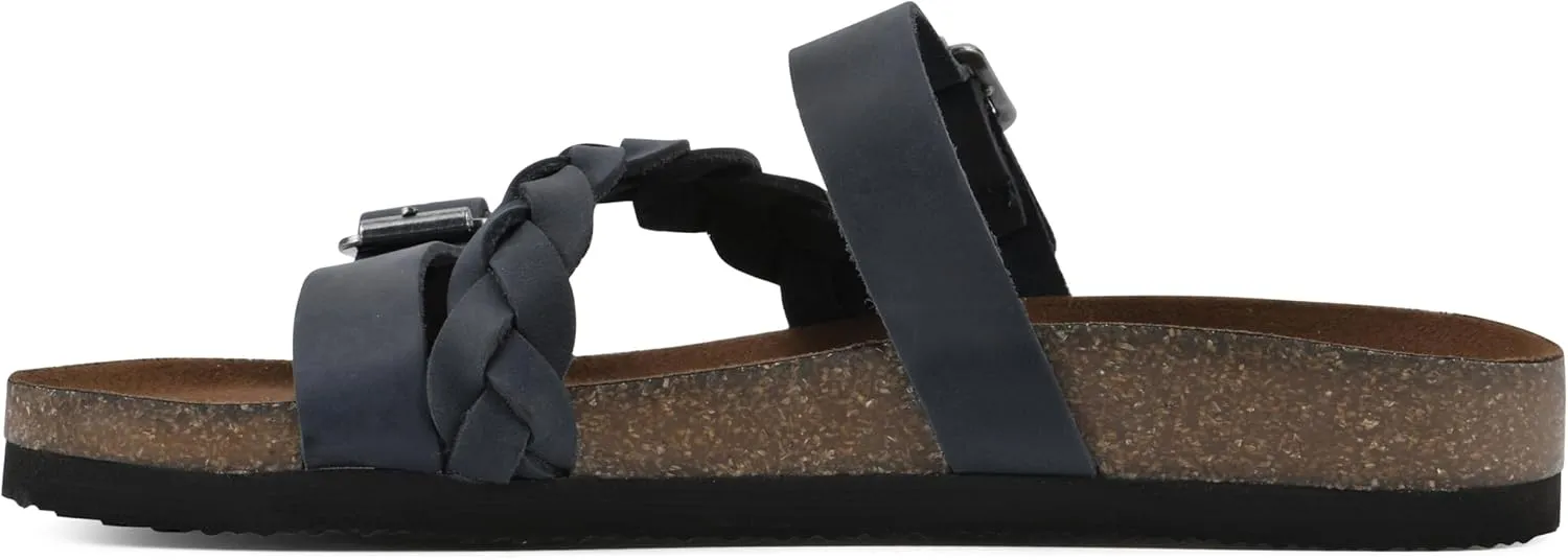 WHITE MOUNTAIN Women's Huntington Signature Comfort Molded Footbed Double Buckle Braided Sandal