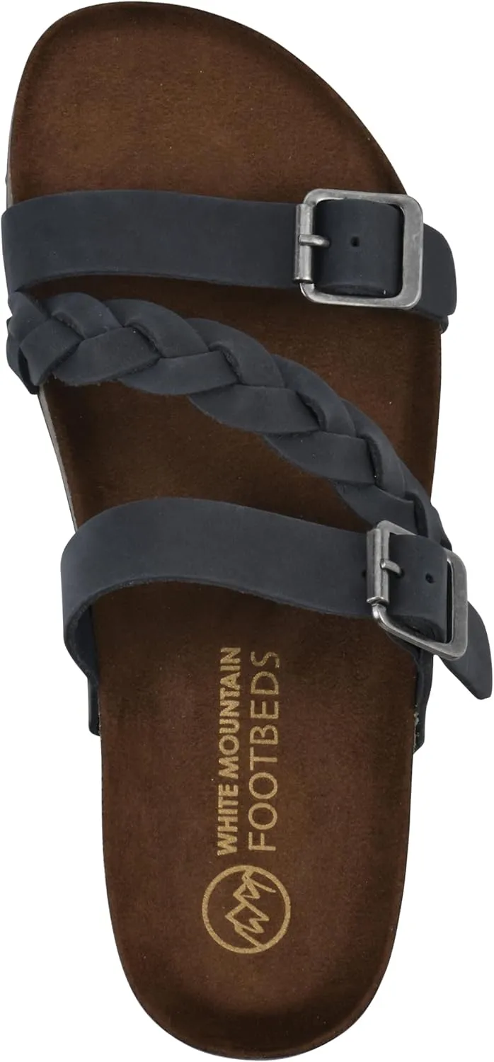 WHITE MOUNTAIN Women's Huntington Signature Comfort Molded Footbed Double Buckle Braided Sandal