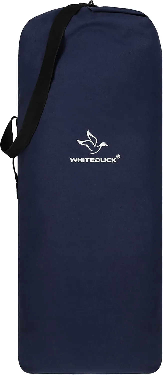 WHITEDUCK Top Load Canvas Folding Duffel Bag, Water Resistant Army Style Shoulder Bag for Men and Women- Gym, Sports, Travel, Hiking, Camping, Backpacking (Extra Large 30" x 50",Blue)
