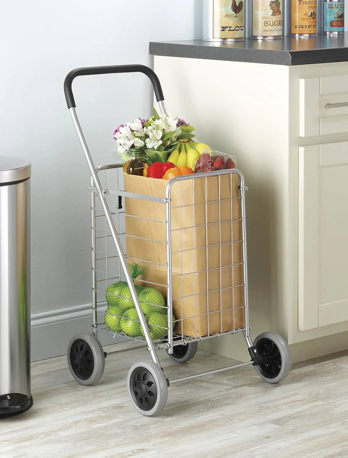 Whitmor Utility Shopping Cart - Durable Folding Design for Easy Storage, Model Number: 6250-4997-2-SIOC