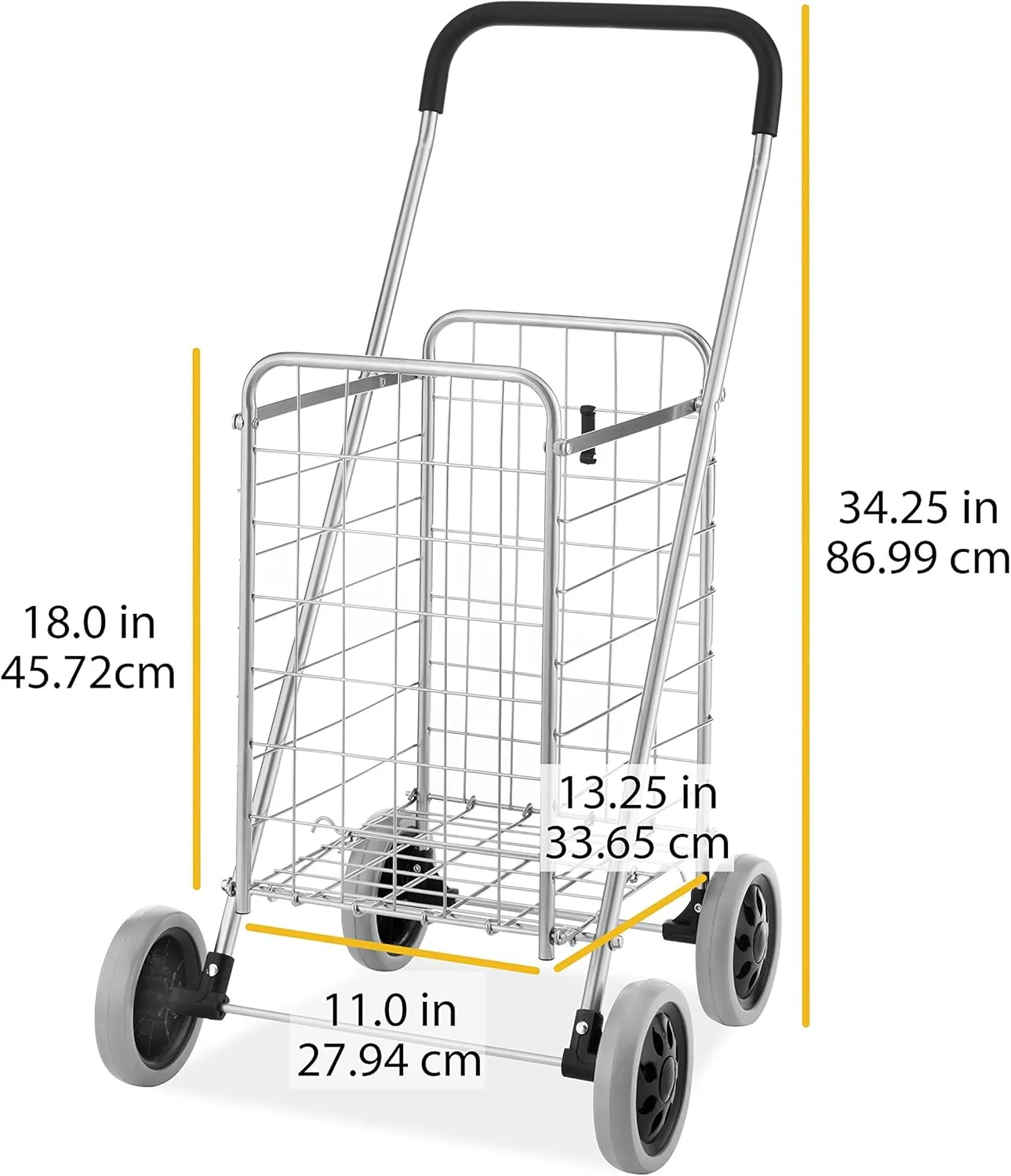 Whitmor Utility Shopping Cart - Durable Folding Design for Easy Storage, Model Number: 6250-4997-2-SIOC