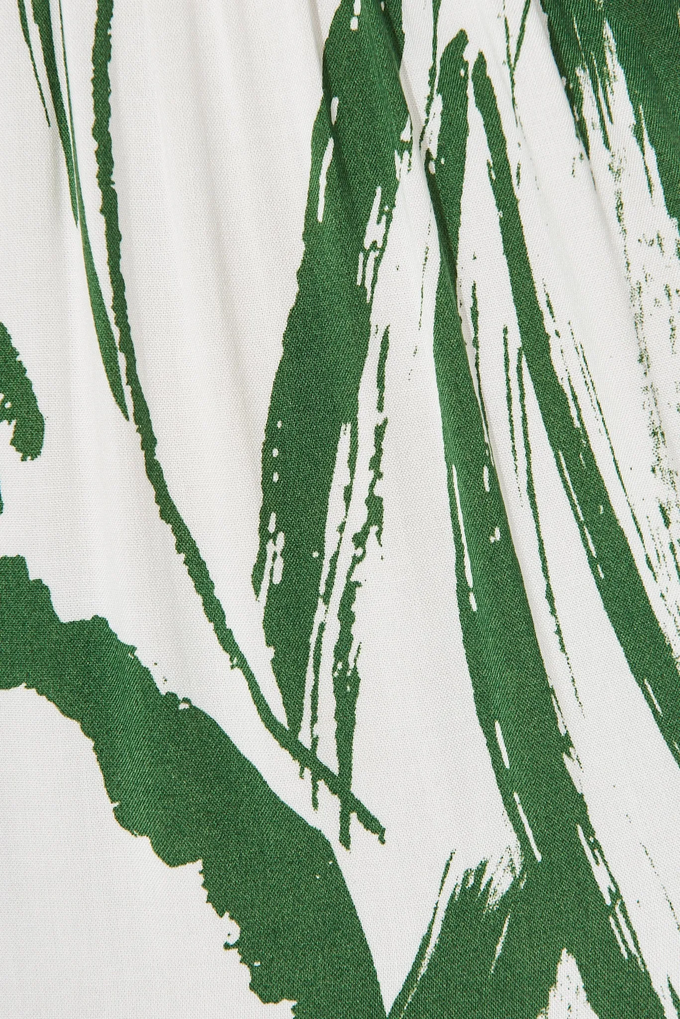 Whitsundays Midi Dress In White With Green Brush Stoke Print