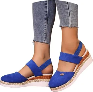 Wide Closed Toe Sandals for Women,Espadrille Wedge Sandals for Women Dressy Summer Comfortable Anti Slip Beach Casual Shoes