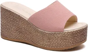 Wide Straps Platform Wedge Sandals for Women Breathable Open Toe Espadrille Sandals Comfort Slip On Mules Summer Casual Beach Slides