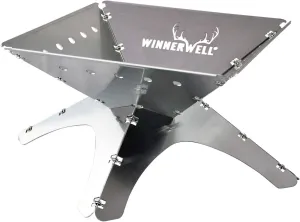 WINNERWELL Flatfold Fire Pit – Medium | Portable Stainless Steel Fire Pan