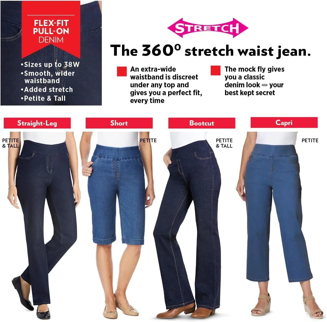 Woman Within Plus Size Flex-Fit Pull-On Bootcut Jean