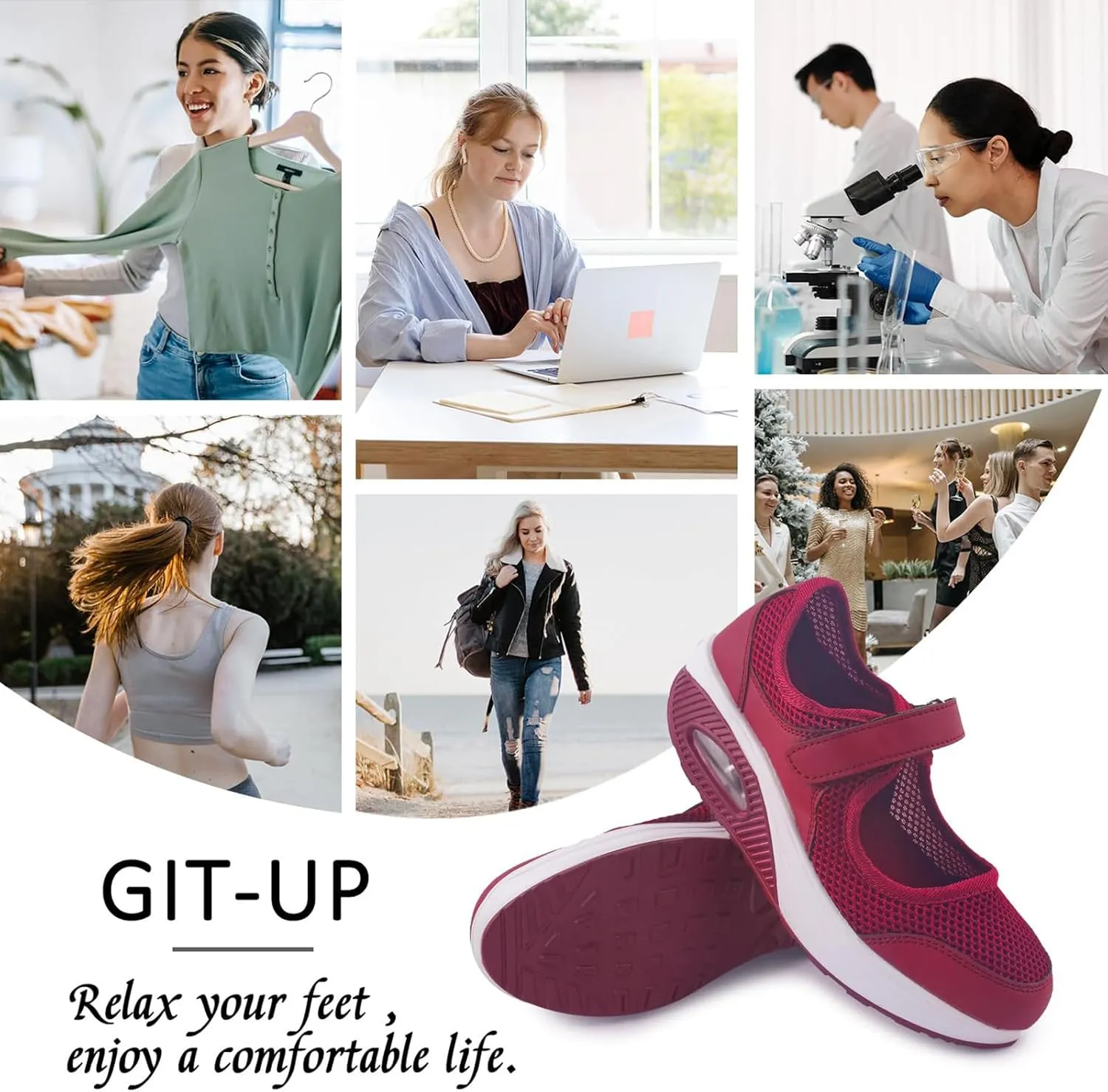 Women's Comfortable Working Nurse Shoes Non-Slip Adjustable Breathable Walking Buffer Fitness Casual Nursing Orthotic Lightweight Shoes Arthritis, Diabetes Heel Pain