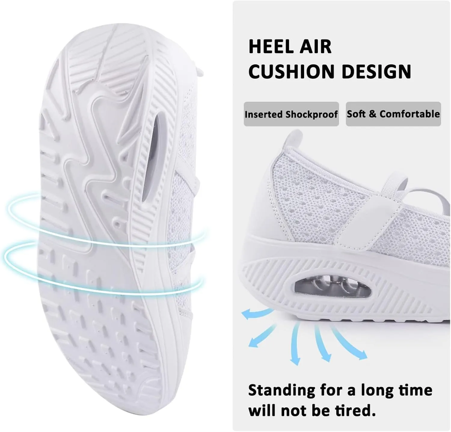 Women's Comfortable Working Nurse Shoes Non-Slip Adjustable Breathable Walking Buffer Fitness Casual Nursing Orthotic Lightweight Shoes Arthritis, Diabetes Heel Pain