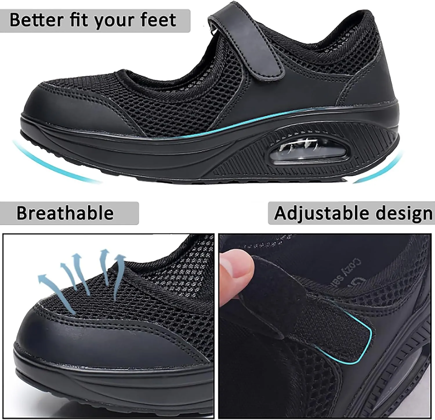 Women's Comfortable Working Nurse Shoes Non-Slip Adjustable Breathable Walking Buffer Fitness Casual Nursing Orthotic Lightweight Shoes Arthritis, Diabetes Heel Pain
