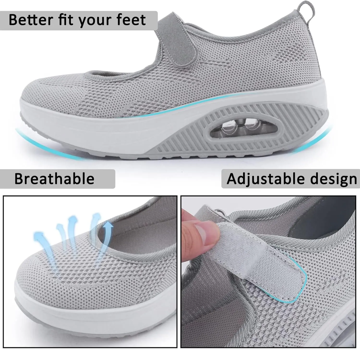 Women's Comfortable Working Nurse Shoes Non-Slip Adjustable Breathable Walking Buffer Fitness Casual Nursing Orthotic Lightweight Shoes Arthritis, Diabetes Heel Pain