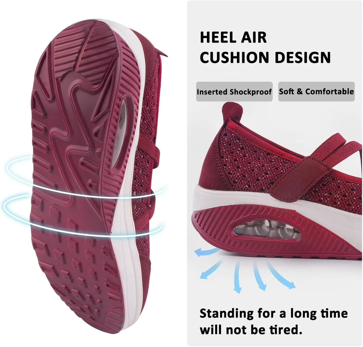 Women's Comfortable Working Nurse Shoes Non-Slip Adjustable Breathable Walking Buffer Fitness Casual Nursing Orthotic Lightweight Shoes Arthritis, Diabetes Heel Pain
