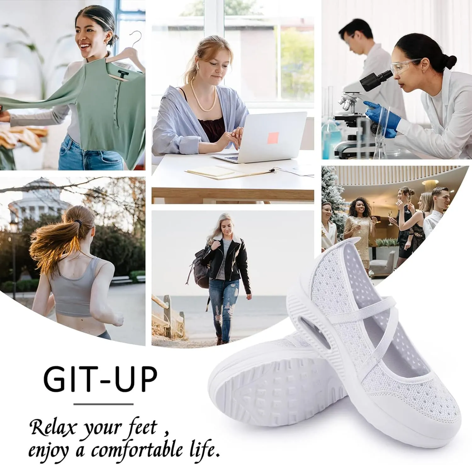 Women's Comfortable Working Nurse Shoes Non-Slip Adjustable Breathable Walking Buffer Fitness Casual Nursing Orthotic Lightweight Shoes Arthritis, Diabetes Heel Pain