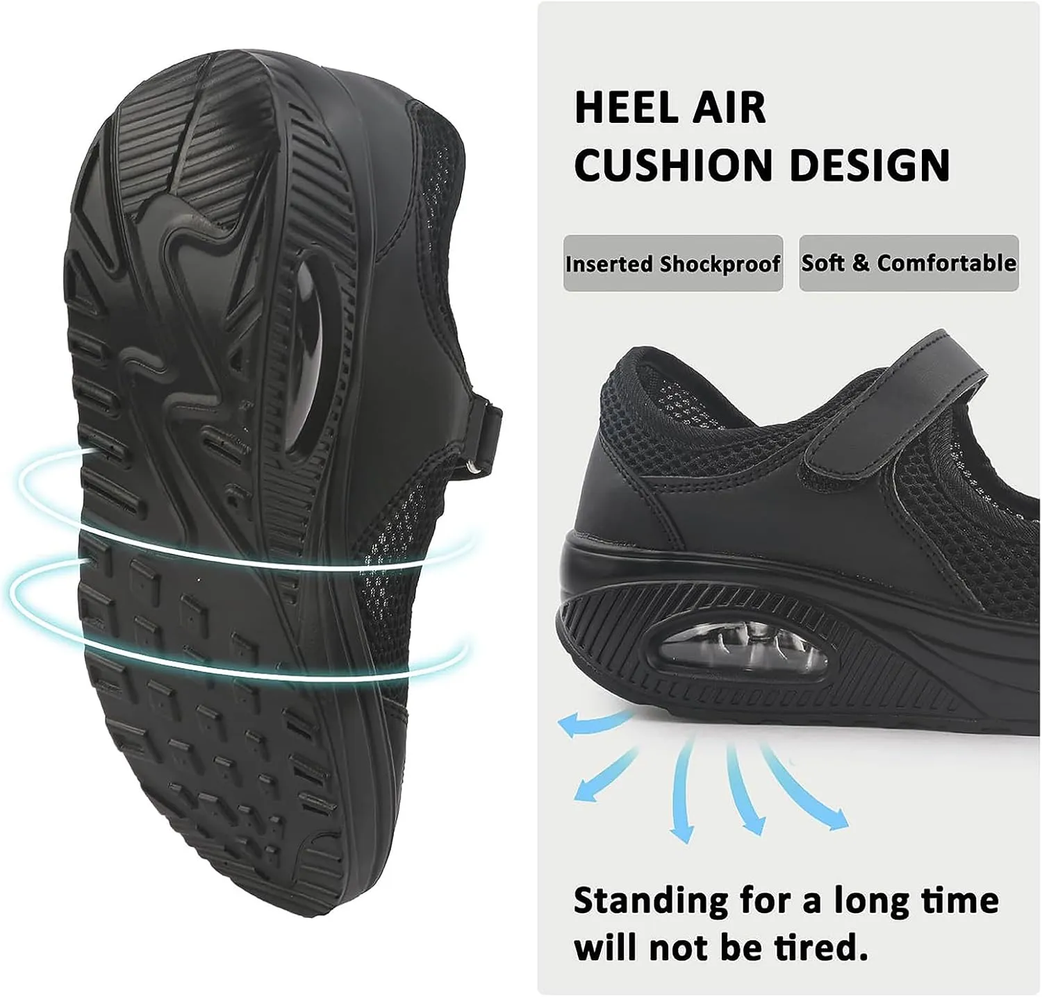 Women's Comfortable Working Nurse Shoes Non-Slip Adjustable Breathable Walking Buffer Fitness Casual Nursing Orthotic Lightweight Shoes Arthritis, Diabetes Heel Pain