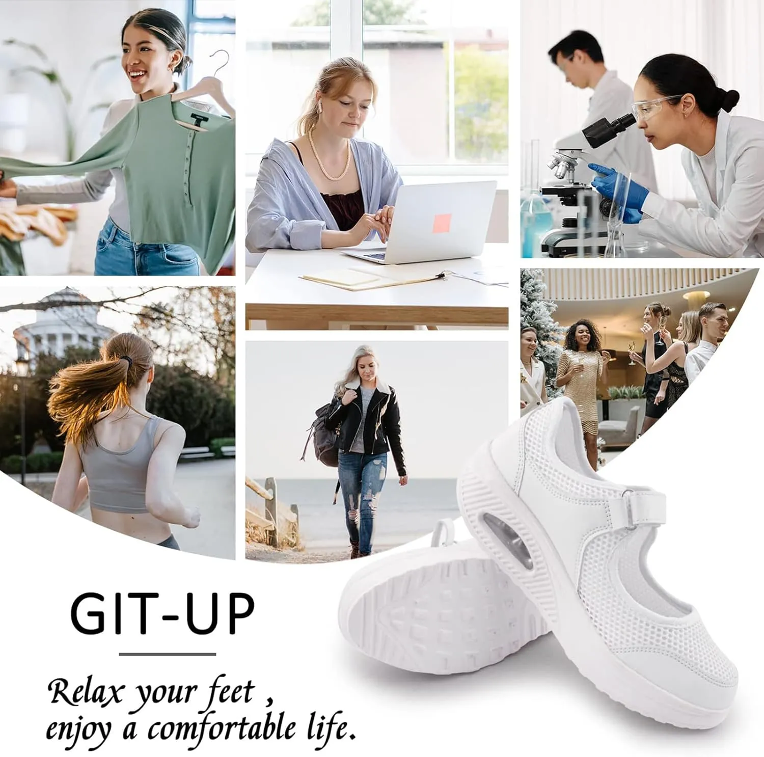 Women's Comfortable Working Nurse Shoes Non-Slip Adjustable Breathable Walking Buffer Fitness Casual Nursing Orthotic Lightweight Shoes Arthritis, Diabetes Heel Pain