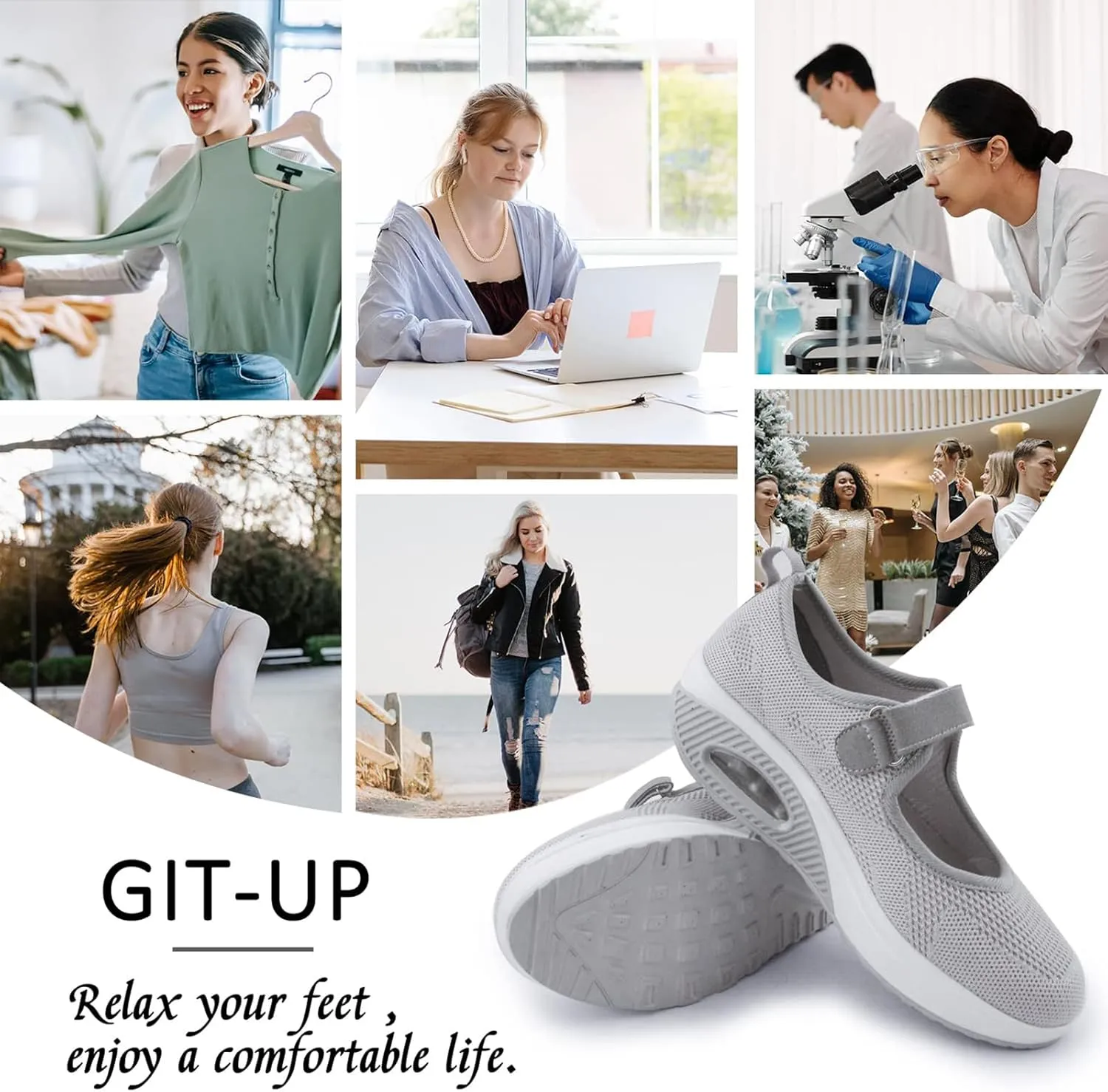 Women's Comfortable Working Nurse Shoes Non-Slip Adjustable Breathable Walking Buffer Fitness Casual Nursing Orthotic Lightweight Shoes Arthritis, Diabetes Heel Pain