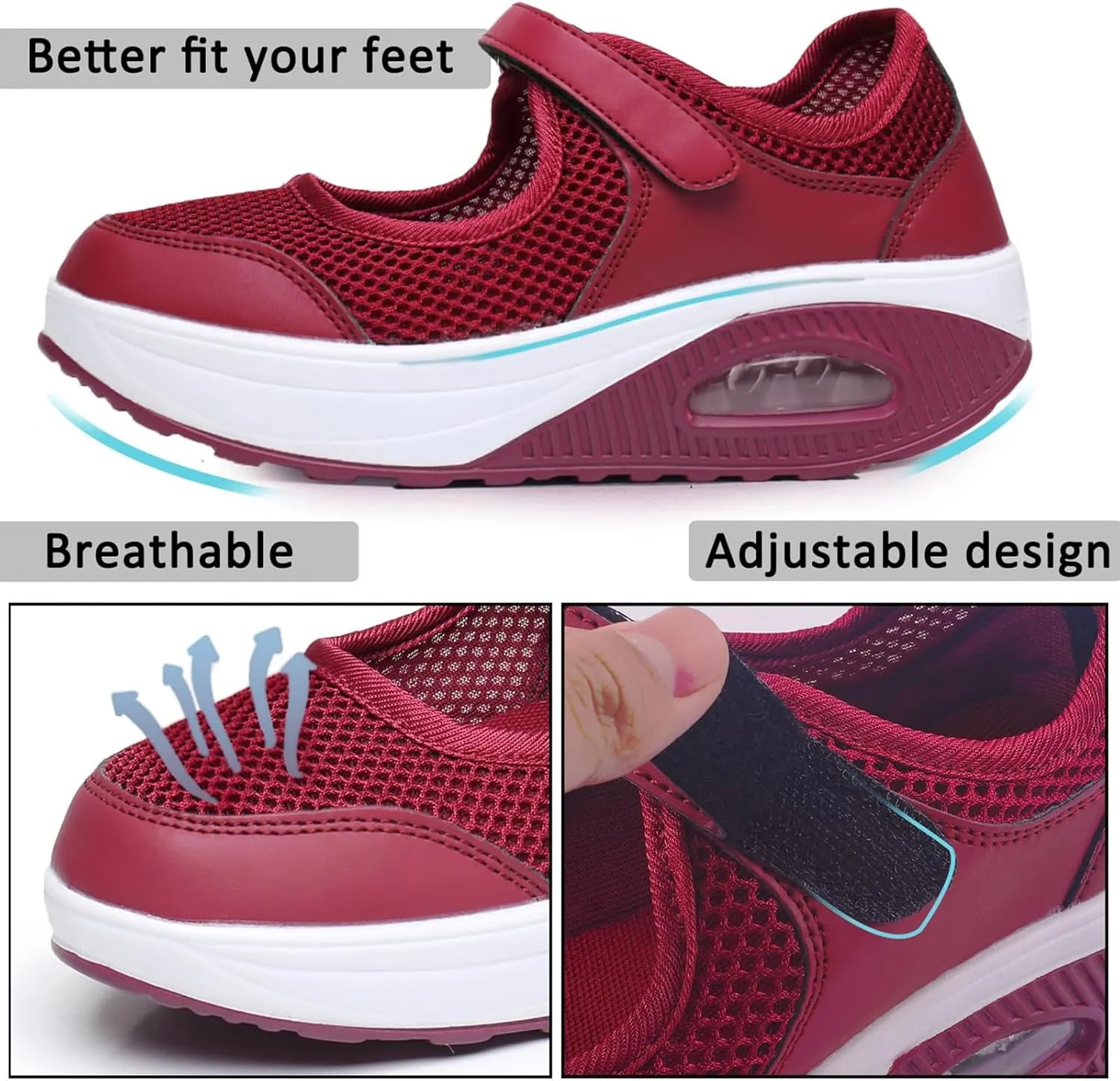Women's Comfortable Working Nurse Shoes Non-Slip Adjustable Breathable Walking Buffer Fitness Casual Nursing Orthotic Lightweight Shoes Arthritis, Diabetes Heel Pain