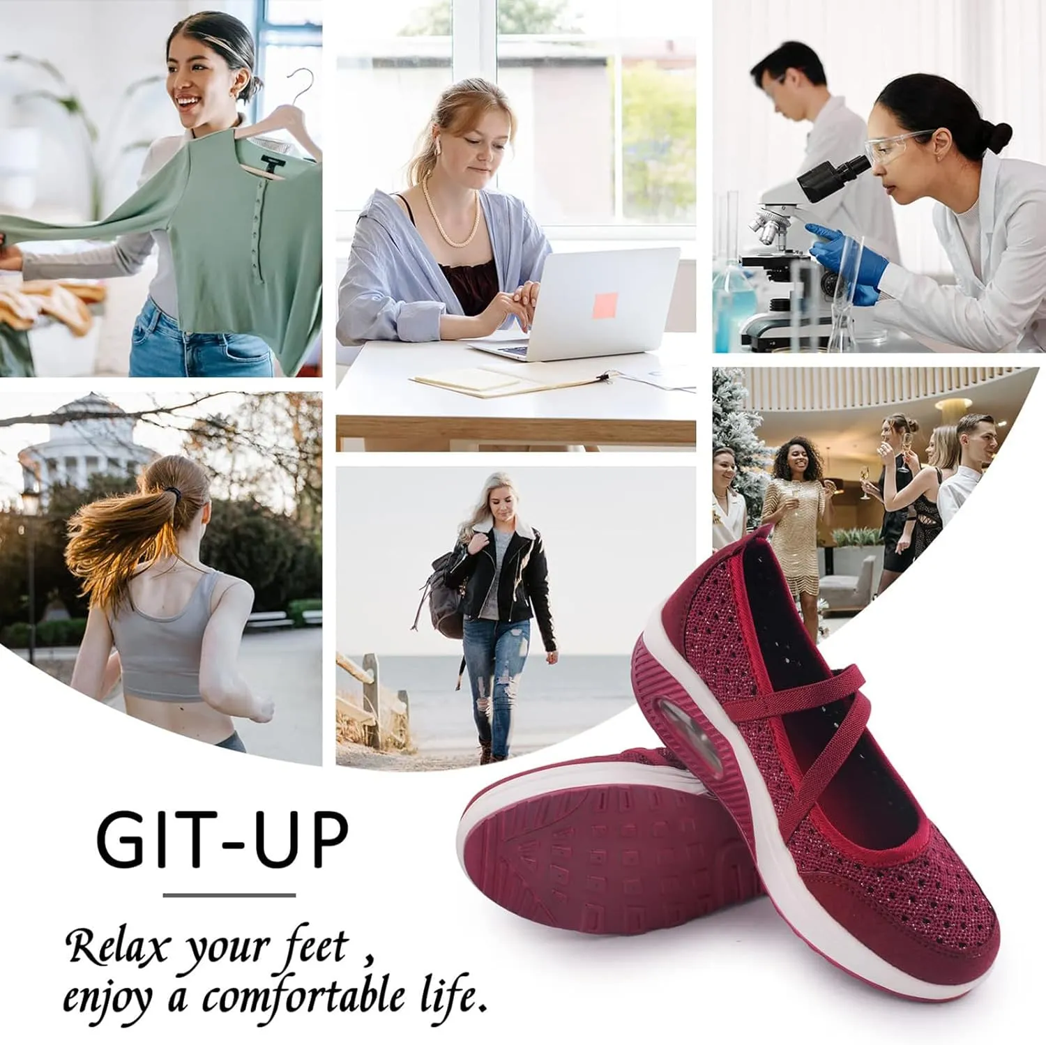 Women's Comfortable Working Nurse Shoes Non-Slip Adjustable Breathable Walking Buffer Fitness Casual Nursing Orthotic Lightweight Shoes Arthritis, Diabetes Heel Pain
