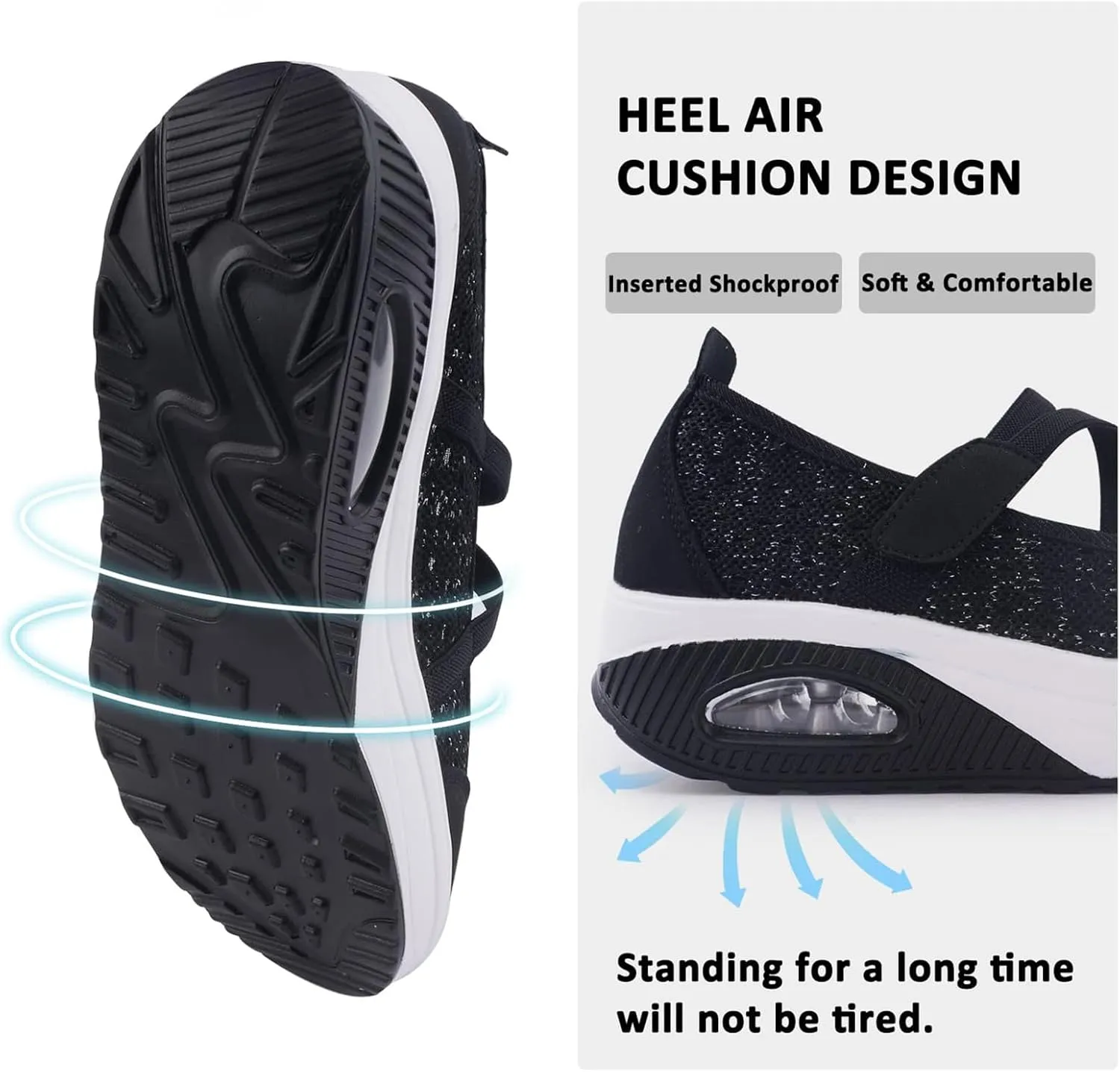 Women's Comfortable Working Nurse Shoes Non-Slip Adjustable Breathable Walking Buffer Fitness Casual Nursing Orthotic Lightweight Shoes Arthritis, Diabetes Heel Pain