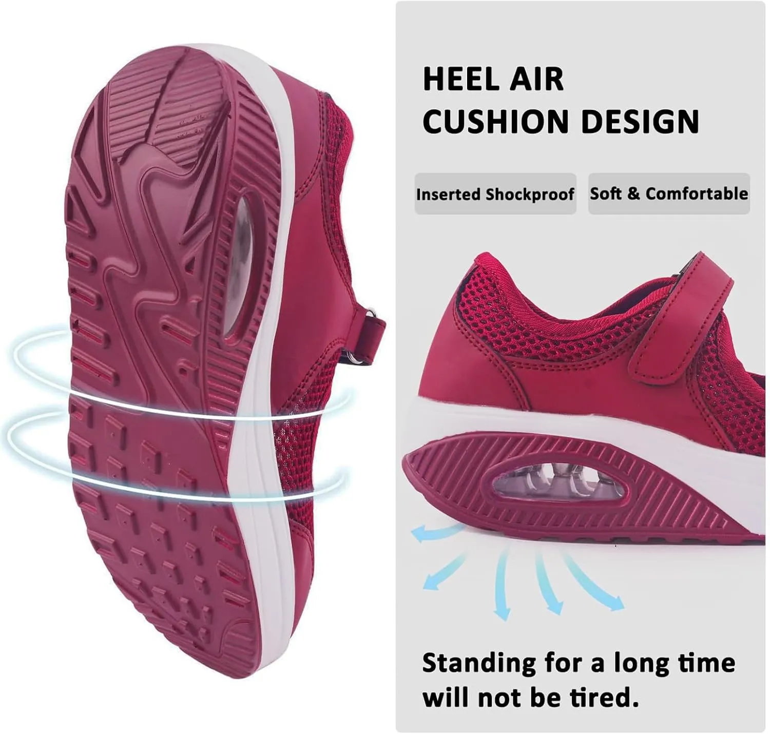 Women's Comfortable Working Nurse Shoes Non-Slip Adjustable Breathable Walking Buffer Fitness Casual Nursing Orthotic Lightweight Shoes Arthritis, Diabetes Heel Pain