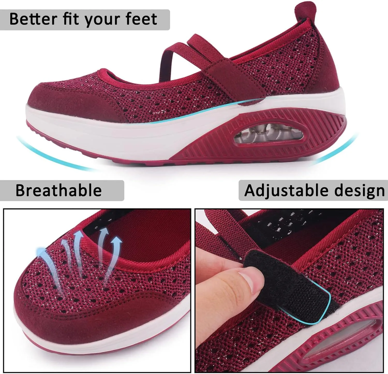 Women's Comfortable Working Nurse Shoes Non-Slip Adjustable Breathable Walking Buffer Fitness Casual Nursing Orthotic Lightweight Shoes Arthritis, Diabetes Heel Pain