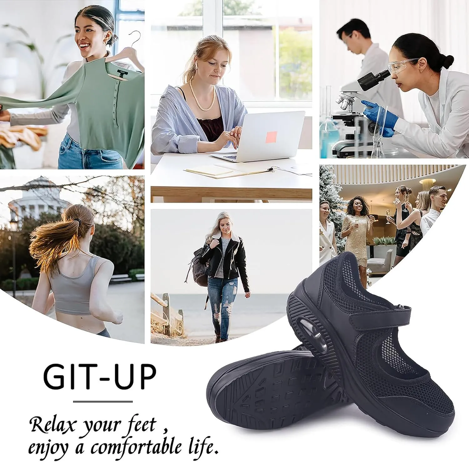 Women's Comfortable Working Nurse Shoes Non-Slip Adjustable Breathable Walking Buffer Fitness Casual Nursing Orthotic Lightweight Shoes Arthritis, Diabetes Heel Pain
