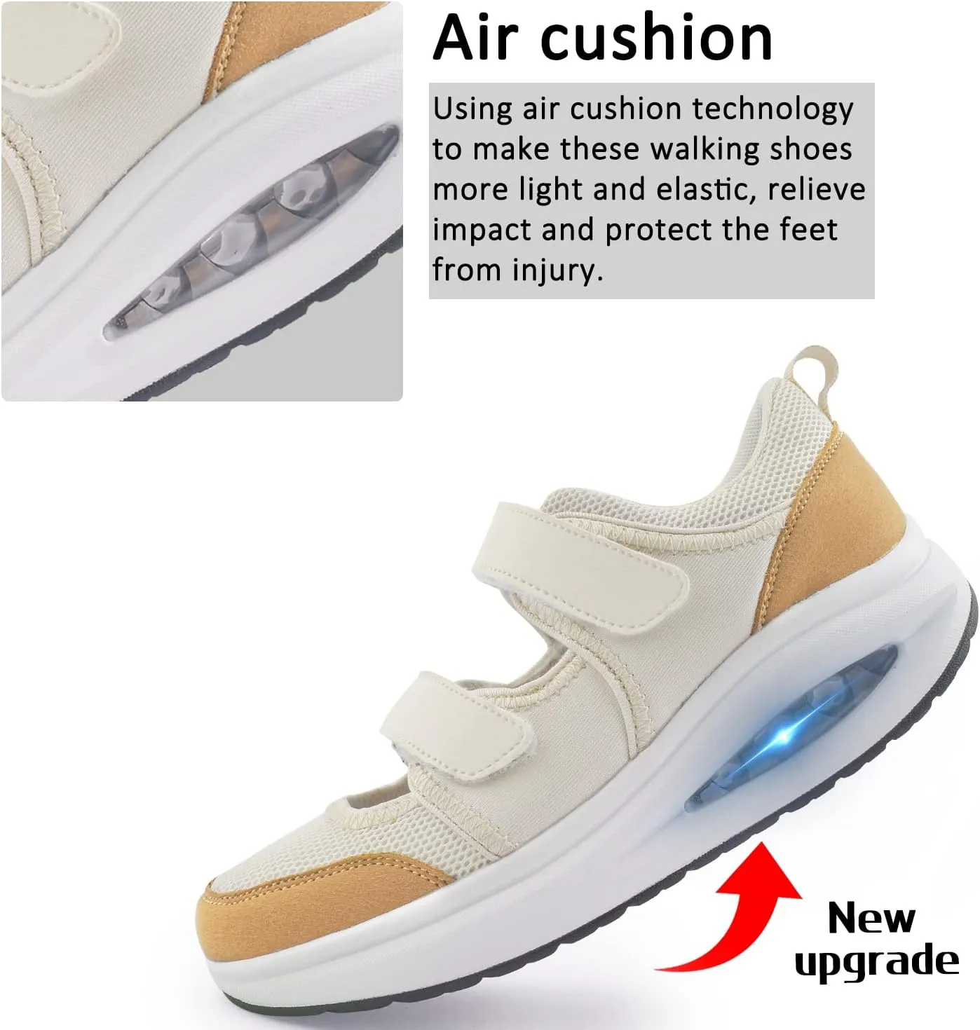 Women's Comfortable Working Nurse Shoes Non-Slip Adjustable Breathable Walking Buffer Fitness Casual Nursing Orthotic Lightweight Shoes