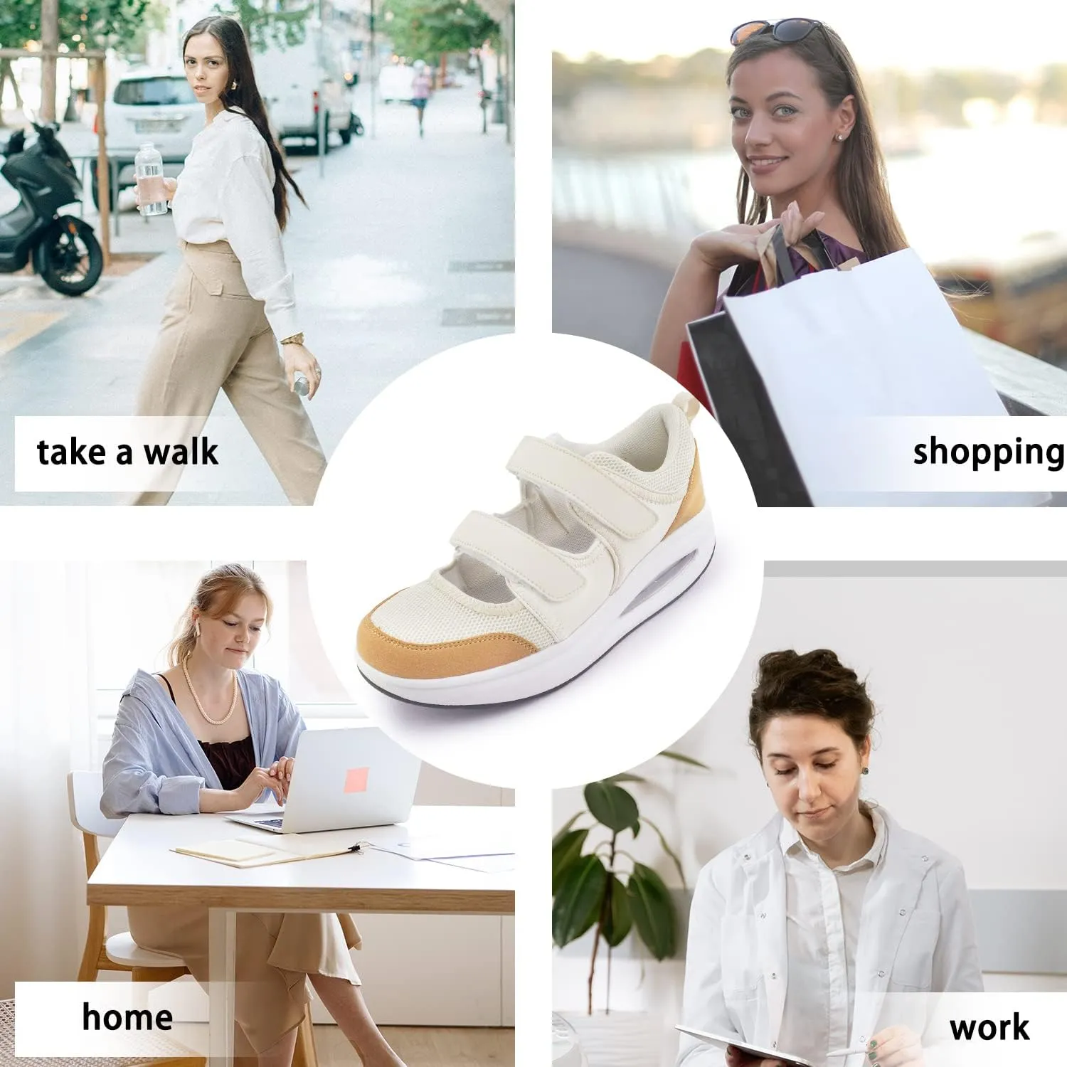 Women's Comfortable Working Nurse Shoes Non-Slip Adjustable Breathable Walking Buffer Fitness Casual Nursing Orthotic Lightweight Shoes
