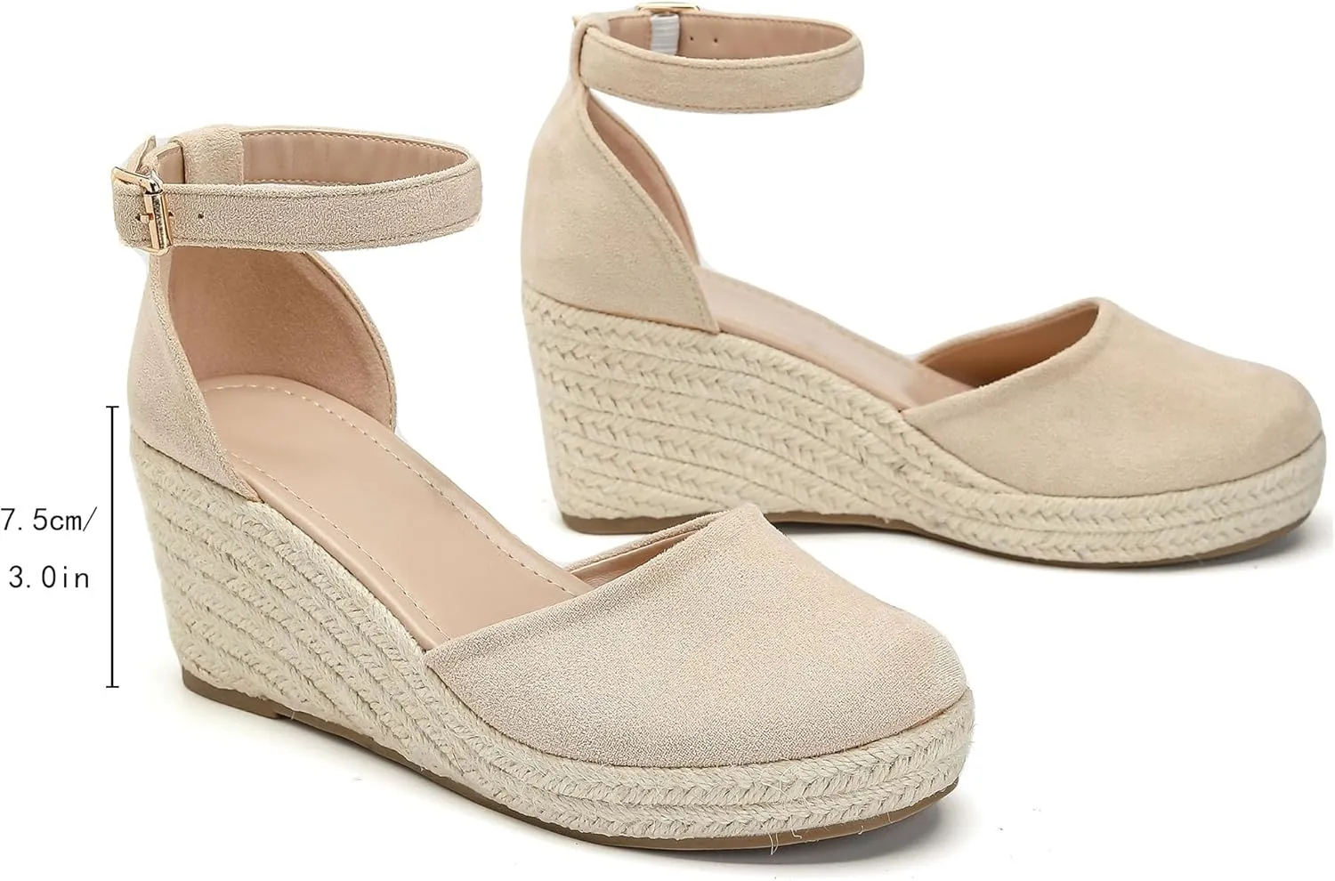 Womens Espadrilles Sandals, Closed Toe Platform for Women Ankle Strap Casual Comfortable Wedge Sandals