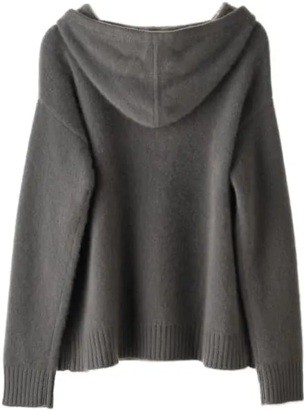 Women's Fall and Winter 100% Cashmere 7 Stiches Thickening Long Sleeve Hoodie