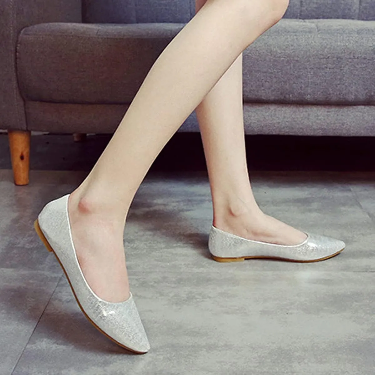 Women's Fashion Pointed Toe Ballets Flat Shoes Casual Simple Slip on Walking Driving Shoes
