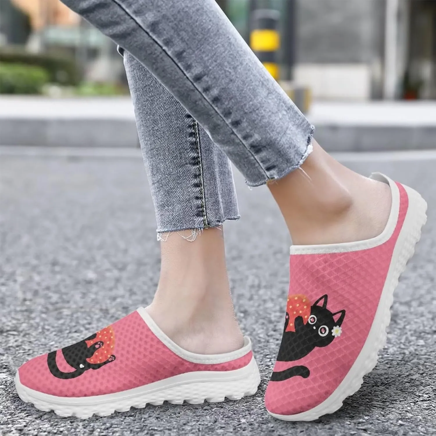 Womens Garden Shoes Slip on Mule Tennis Shoes Low Top Sneaker Casual Flat Loafers with EVA Sole US 6-13.5