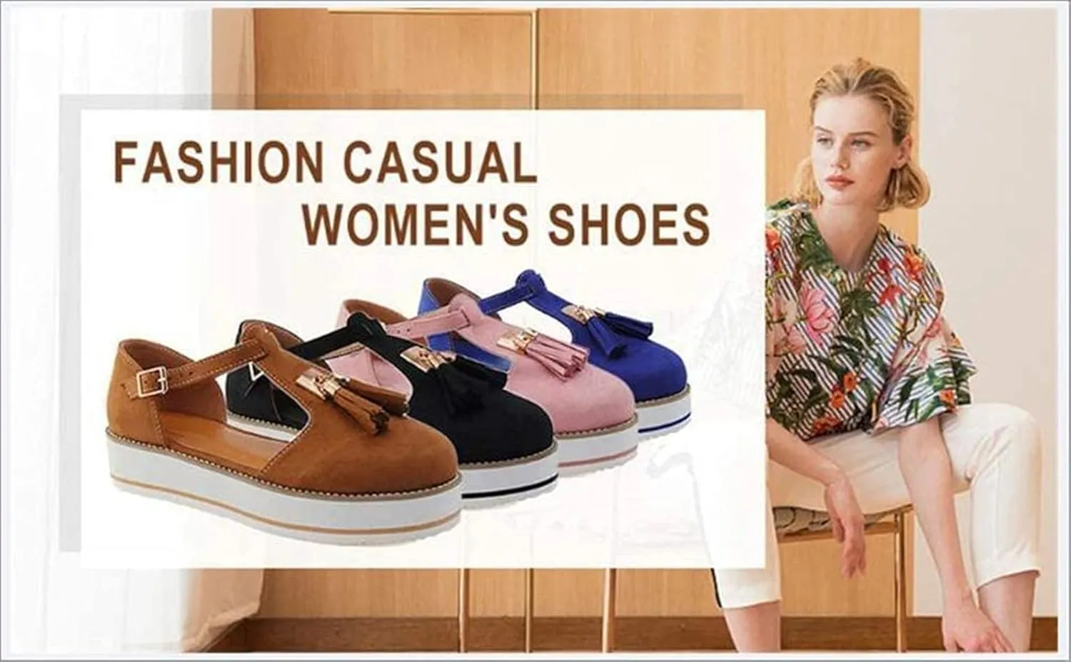 Women's Platform Sandals Espadrille Fashion Tassel Round Toe Hollow Out T-Strap Wedge Sandals Buckle Ankle Strap Casual Closed Toe Beach Sneakers Shoes,Red,36