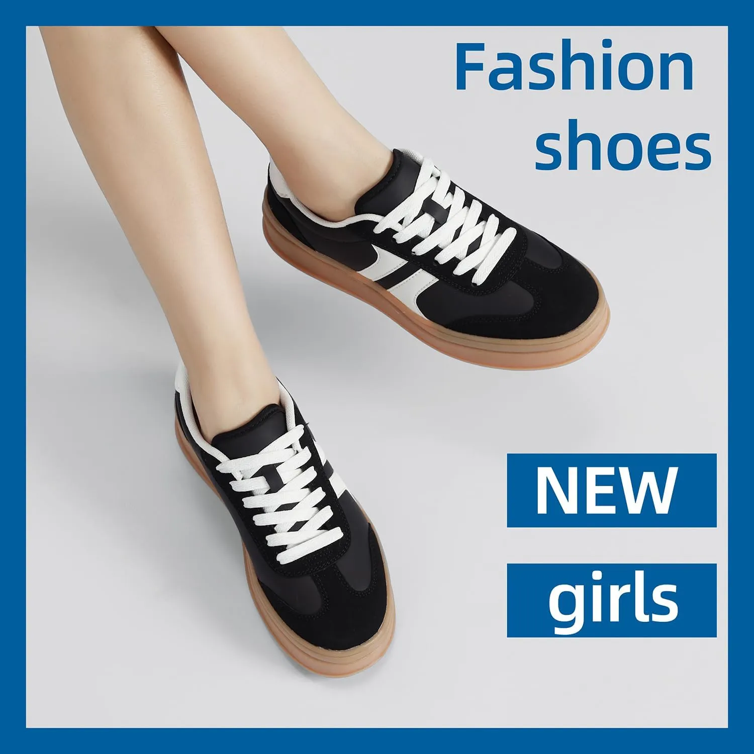 Women's Thick Sole Retro Fashion Sneakers Classic Walking Shoes Thick Rubber Lace-Up Footwear Anti Slip Trainers