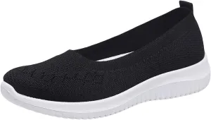 Womens Woven Orthopedic Breathable Soft Shoes Go Walking Women’s Breathable Walking Shoes Slip On Mesh Knitted Flats Gym Sneakers Lightweight Casual Easy Shoe Arch Support Orthopedic Flat Footwear