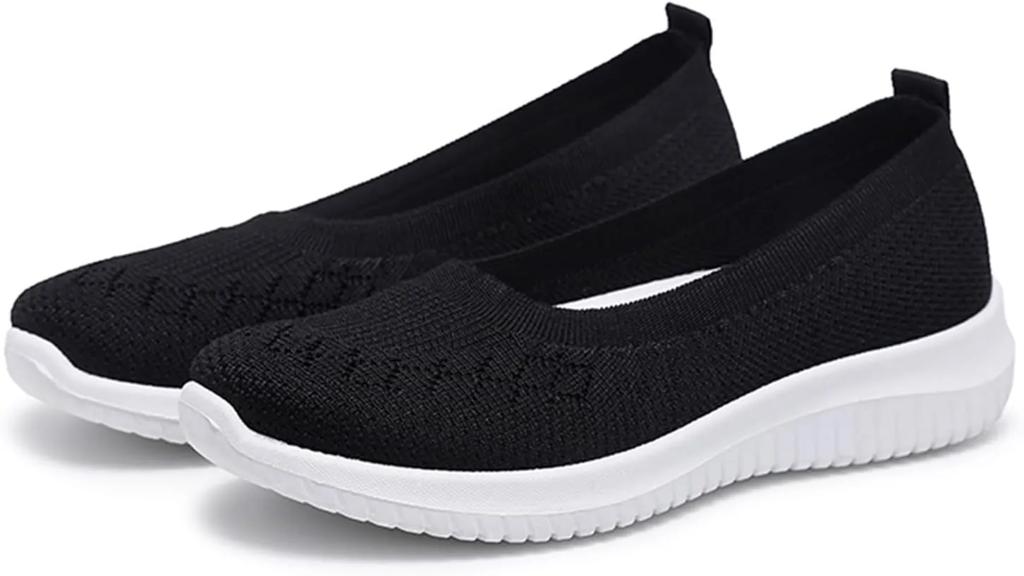 Womens Woven Orthopedic Breathable Soft Shoes Go Walking Women’s Breathable Walking Shoes Slip On Mesh Knitted Flats Gym Sneakers Lightweight Casual Easy Shoe Arch Support Orthopedic Flat Footwear