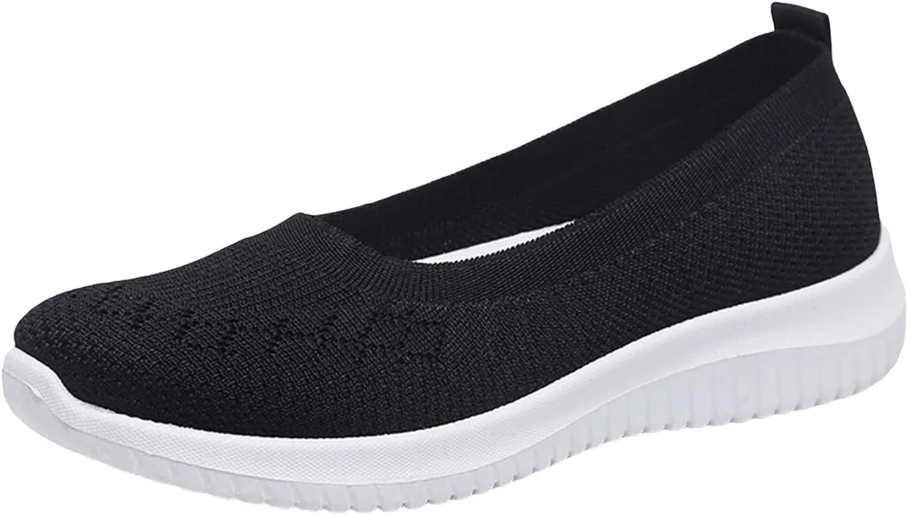 Womens Woven Orthopedic Breathable Soft Shoes Go Walking Women’s Breathable Walking Shoes Slip On Mesh Knitted Flats Gym Sneakers Lightweight Casual Easy Shoe Arch Support Orthopedic Flat Footwear
