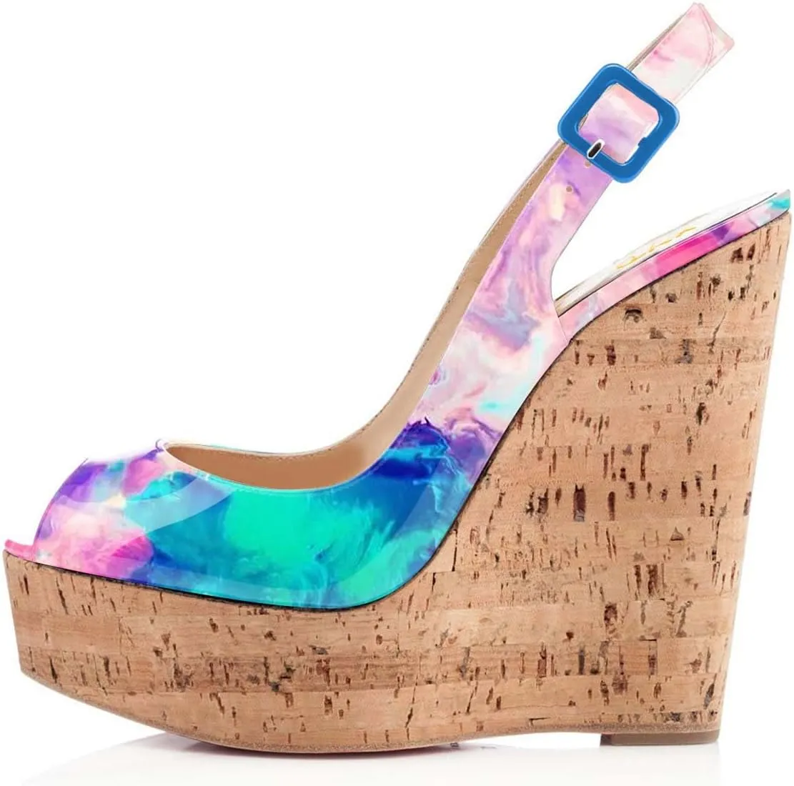 XYD Women Peep Toe Wedge Sandals Platform High Heel Bohemia Resort Slip On Slingback Shoes Size