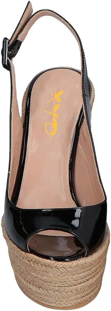 XYD Women Peep Toe Wedge Sandals Platform High Heel Bohemia Resort Slip On Slingback Shoes Size