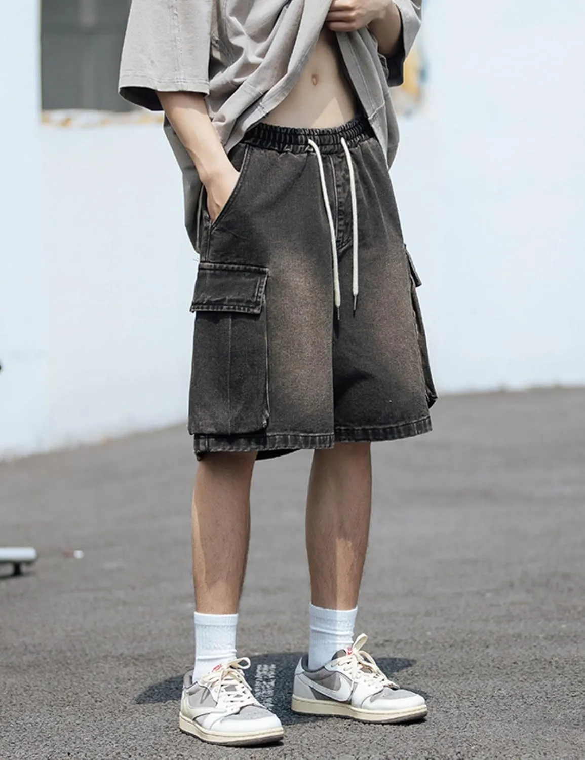 Y2k Baggy Jeans Shorts Men Hip Hop Grunge Vintage Streetwear Skater